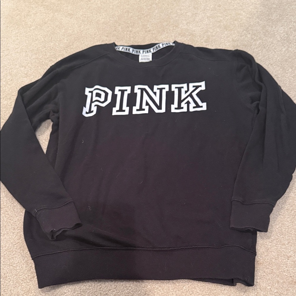 PINK Victoria's Secret Black Crewneck Sweater